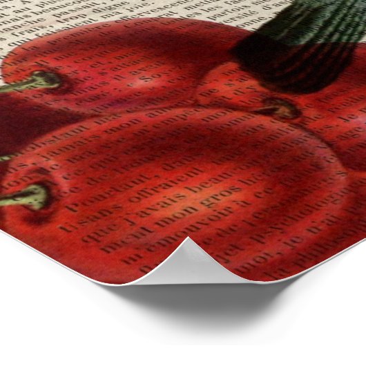 田舎鳥フランスのレトロ植物赤さくらんぼ ポスター (角)