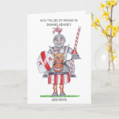 甲冑をまとった騎士の漫画 カード (黄色い花)