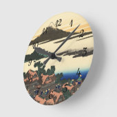 甲斐国葛飾北斎夜明け ラウンド壁時計 (傾斜)