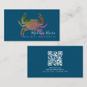 甲殻類カニのレストランクロフィッシュダイナーカラフル 名刺 (正面/裏面)