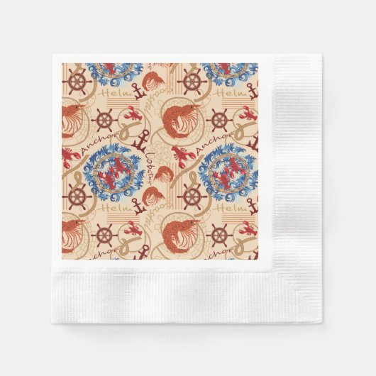 甲殻類コアデザイン 縁ありカクテルナプキン (正面)