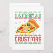 甲殻類メリークリスマスおもしろいピザの醜いセーター サンキューカード (正面/裏面)