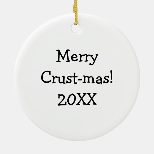 甲殻類メリー深い皿チーズソーセージのピザ セラミックオーナメント (裏面)