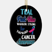 甲状腺がんのティール(緑がかった色)が強いピンク色の青色戦士 セラミックオーナメント (右)