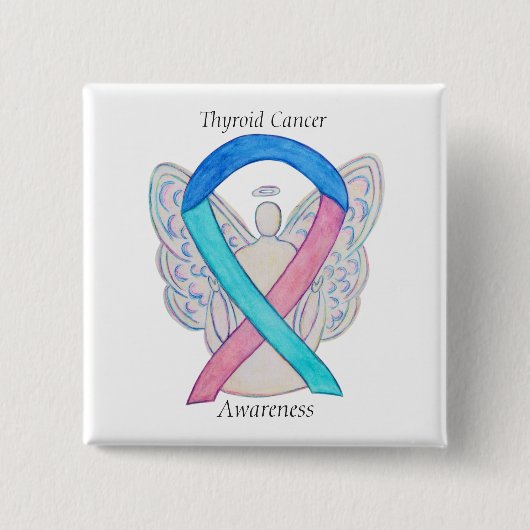 甲状腺がんエンジェル認識度リボンピン 缶バッジ (正面)
