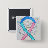 甲状腺がんエンジェル認識度リボンピン 缶バッジ (正面&裏面)