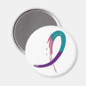 甲状腺がんティール(緑がかった色)、紫およびピンクリボンA4 マグネット (正面/裏面)