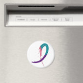 甲状腺がんティール(緑がかった色)、紫およびピンクリボンA4 マグネット (インサイチュ (食洗機))