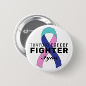 甲状腺がんリボンホワイトボタン 缶バッジ (正面&裏面)