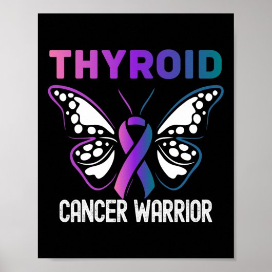 甲状腺がん認知症バタフライリボン ポスター (正面)