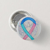 甲状腺がん認識リボンエンジェルピンボタン 缶バッジ (正面&裏面)