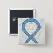 甲状腺疾患認識度エンジェルペイズリーリボンピン 缶バッジ (正面&裏面)