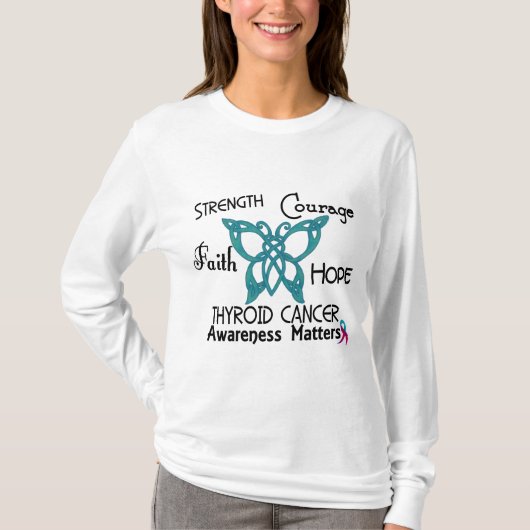 甲状腺癌のケルト族の蝶3 Tシャツ (正面)