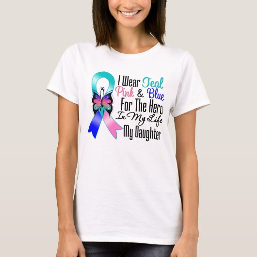 甲状腺癌のリボンの英雄私の娘 Tシャツ (正面)