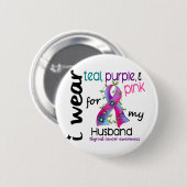 甲状腺癌私は私の夫43のためのリボンを身に着けています 缶バッジ (正面&裏面)