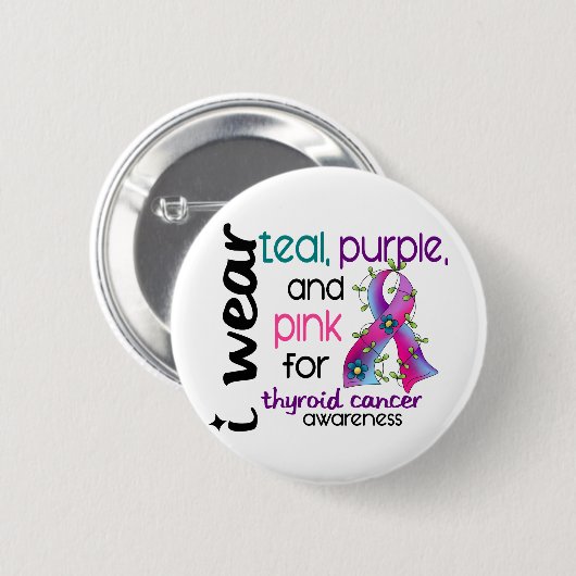 甲状腺癌私は認識度43のためのリボンを身に着けています 缶バッジ (正面&裏面)
