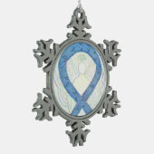 甲状腺認識度リボンエンジェルオーナメント スノーフレークピューターオーナメント (左)