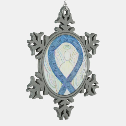 甲状腺認識度リボンエンジェルオーナメント スノーフレークピューターオーナメント (左)