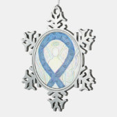 甲状腺認識度リボンエンジェルオーナメント スノーフレークピューターオーナメント (右)