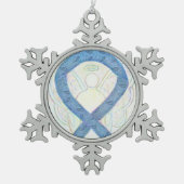 甲状腺認識度リボンエンジェルオーナメント スノーフレークピューターオーナメント (正面)