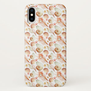 甲羅と蟹模様のサンゴ iPhone X ケース