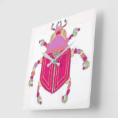 甲虫アート付きカラフル角壁時計 スクエア壁時計 (傾斜)