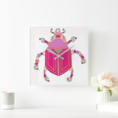 甲虫アート付きカラフル角壁時計 スクエア壁時計 (ホーム)