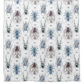 甲虫数々の色の水色シャワーカーテン シャワーカーテン (正面)