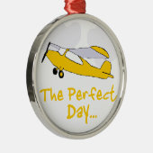 申し分のない日の飛んでいるな飛行機 メタルオーナメント (右)