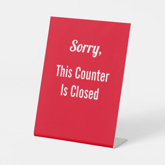申し訳ございません。このカウンターは閉じた赤と白文字 台座サイン (正面)