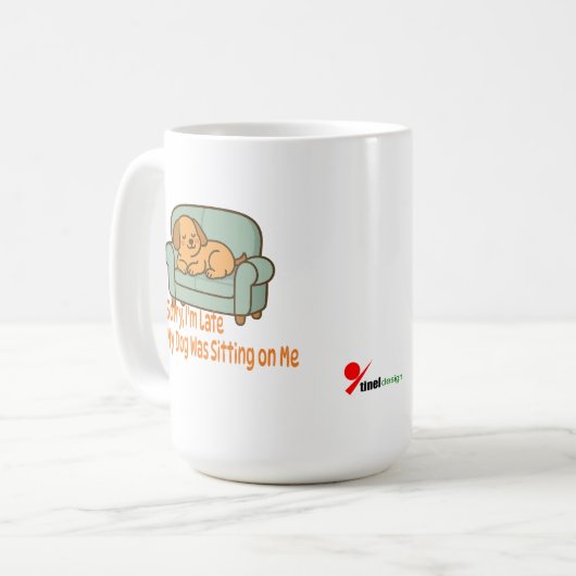 申し訳ございません。遅れています – 犬のオーナーの問題 コーヒーマグカップ (正面左)