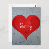 申し訳なく存じますが、ウォータードロップスウィンドウレイン赤いハート ポストカード (正面/裏面)