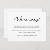 申し訳なく存じますが、白黒キャンセルのお知らせ ノートカード (正面/裏面)