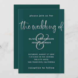申モダン出 | エメラルドグリーンとシルバー結婚ズ 招待状