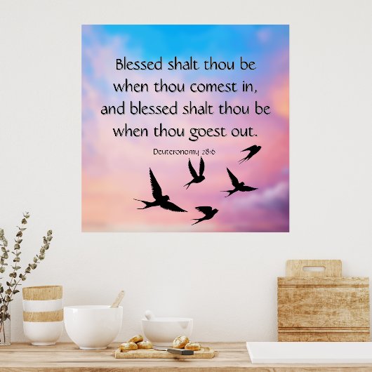 申命記28:6 ポスター (キッチン)