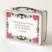 申命記31、恐れてはいけない、赤いフローラ メタルランチボックス (裏面)