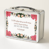 申命記31、恐れてはいけない、赤いフローラ メタルランチボックス (正面)