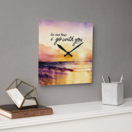 申命記31:6わたしは聖書と共に行くことを恐れてはいけない スクエア壁時計