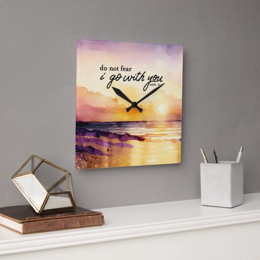 申命記31:6わたしは聖書と共に行くことを恐れてはいけない スクエア壁時計 (オフィス)