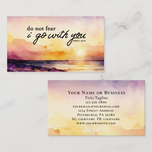 申命記31:6わたしは聖書と共に行くことを恐れてはいけない 名刺 (正面/裏面)