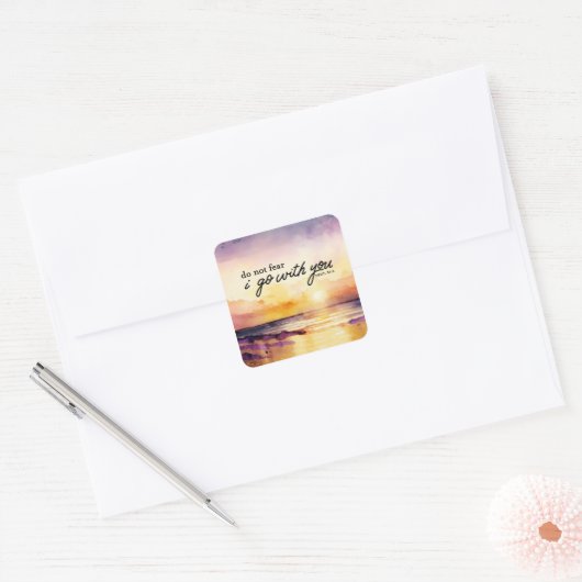 申命記31:6を恐れるな 私はあなたと共にいる 聖書 スクエアシール (封筒)