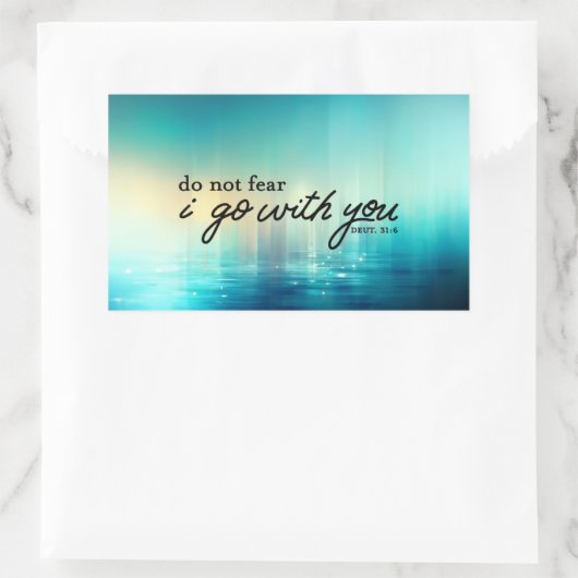 申命記31:6聖書の節の青を恐れてはいけない 長方形シール (バッグ)