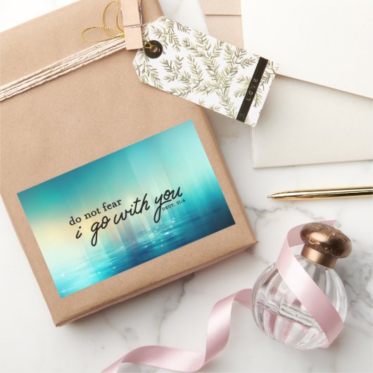 申命記31:6聖書の節の青を恐れてはいけない 長方形シール (ギフト)