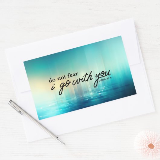 申命記31:6聖書の節の青を恐れてはいけない 長方形シール (封筒)