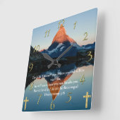 申命記31:8キリスト教信仰の山の湖 スクエア壁時計 (傾斜)