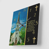 申命記31:8ホワイトチャーチ スクエア壁時計 (傾斜)