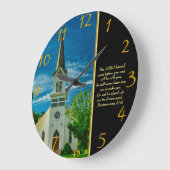 申命記31:8ホワイトチャーチ ラージ壁時計 (傾斜)