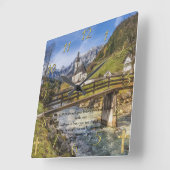 申命記31:8山の近くの教会 スクエア壁時計 (傾斜)