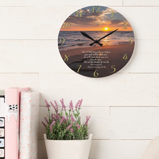 申命記31:8日の入ったキリスト教海 ラージ壁時計