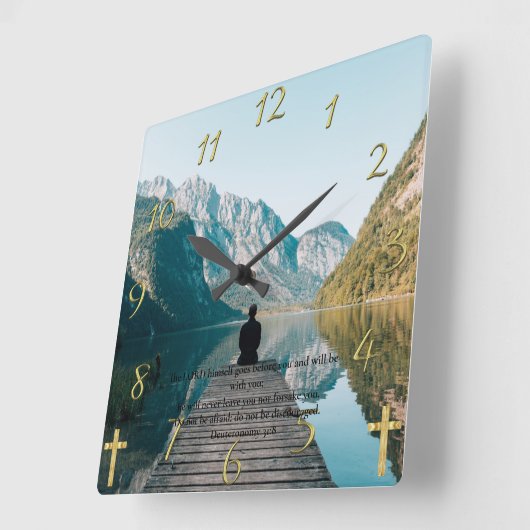 申命記31:8波止場 スクエア壁時計 (傾斜)